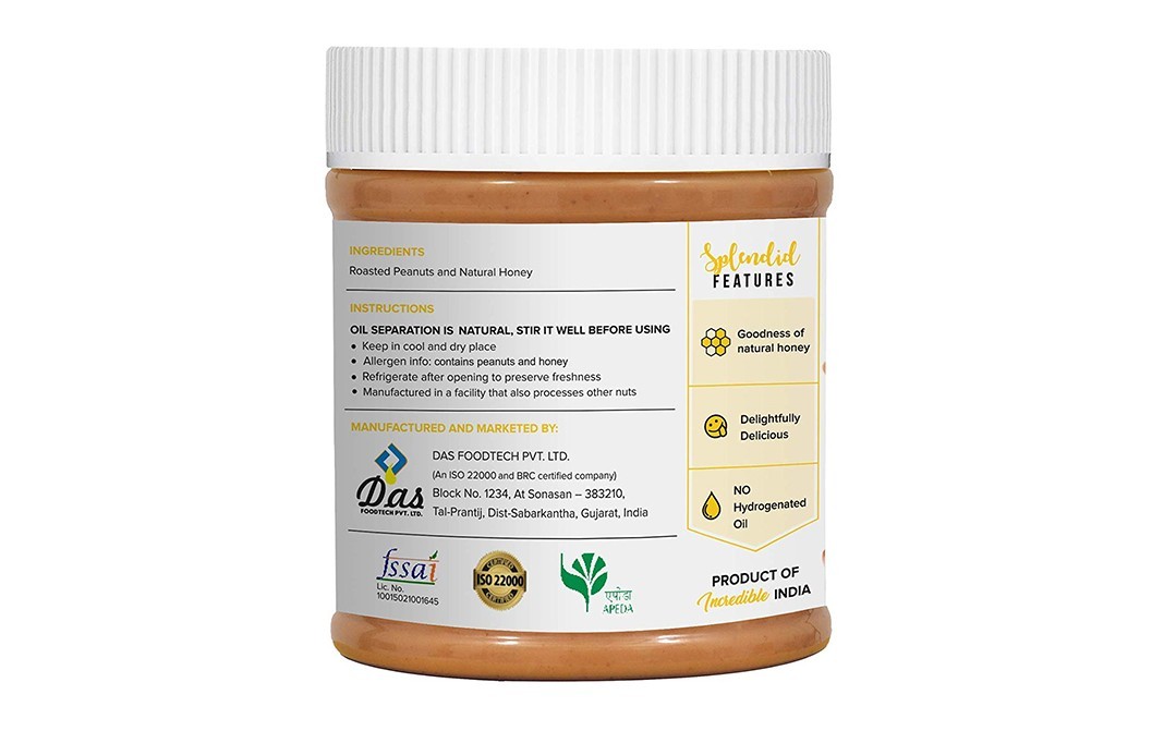 Pintola Honey Peanut Butter All Natural Creamy   Plastic Jar  350 grams